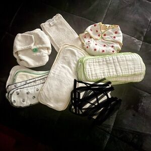Cloth diaper lot, inserts GMD, fitted bamboo, hemp doublers